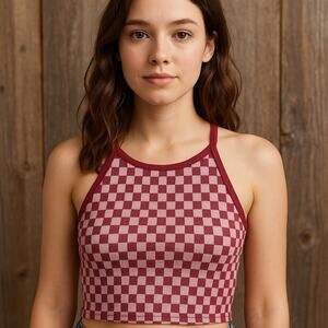 SO juniors XL NWOT chevron purple burgandy crop top stretch summer flirty padded